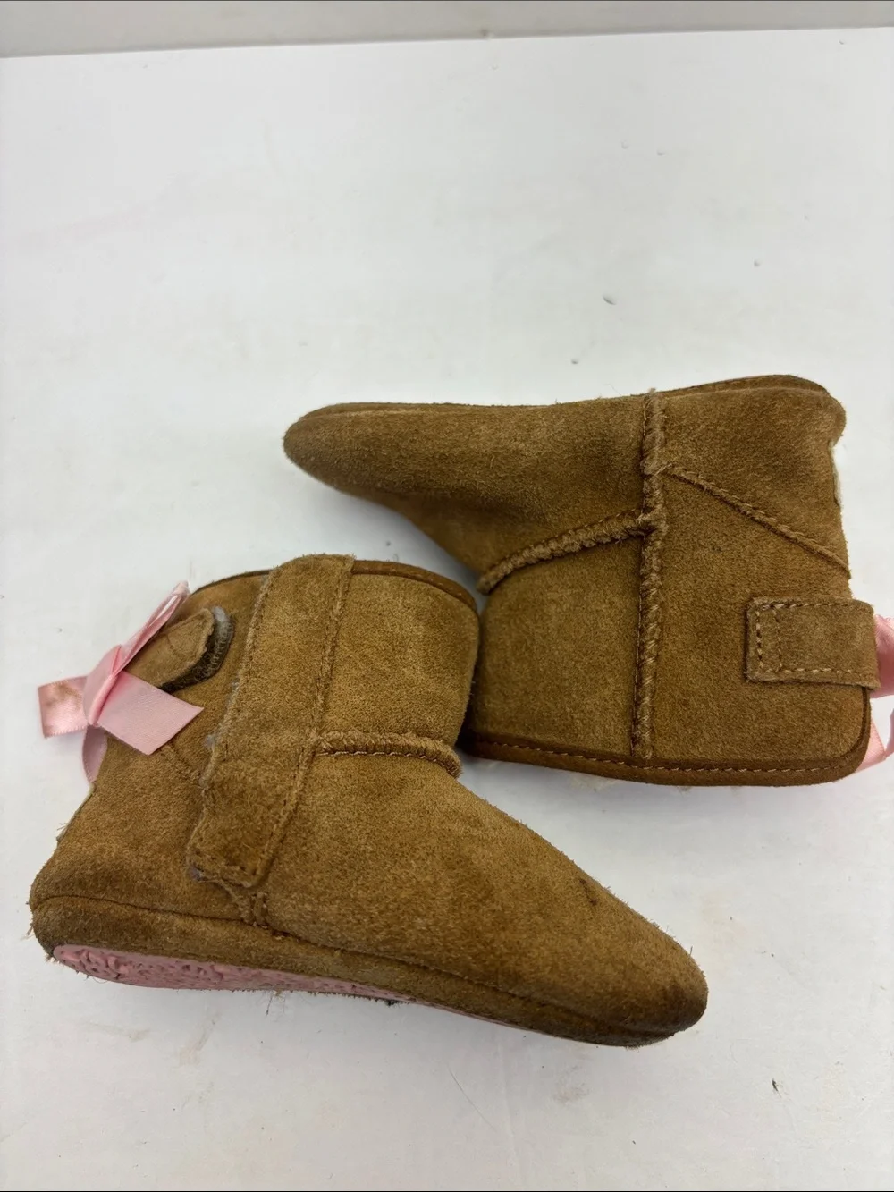 UGG baby Brown Suede Cozy Booties, size 02/03, box 7